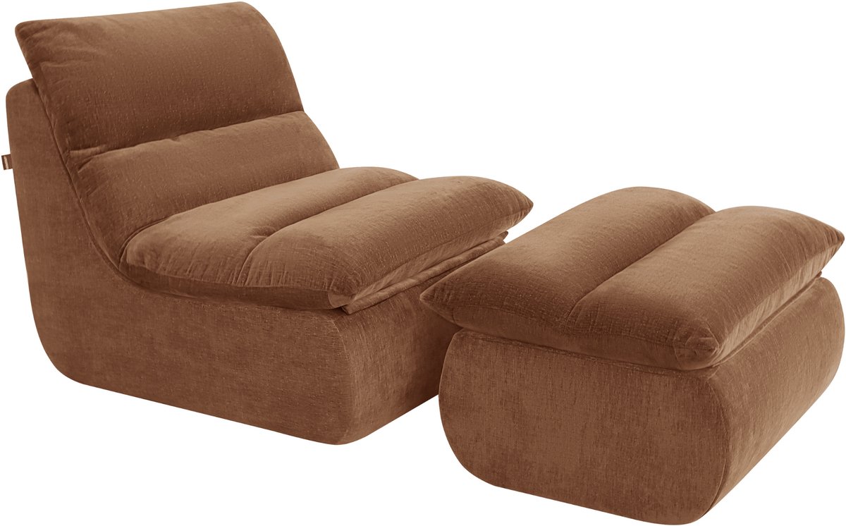 Fauteuil Marley met Hocker Chenille Koper