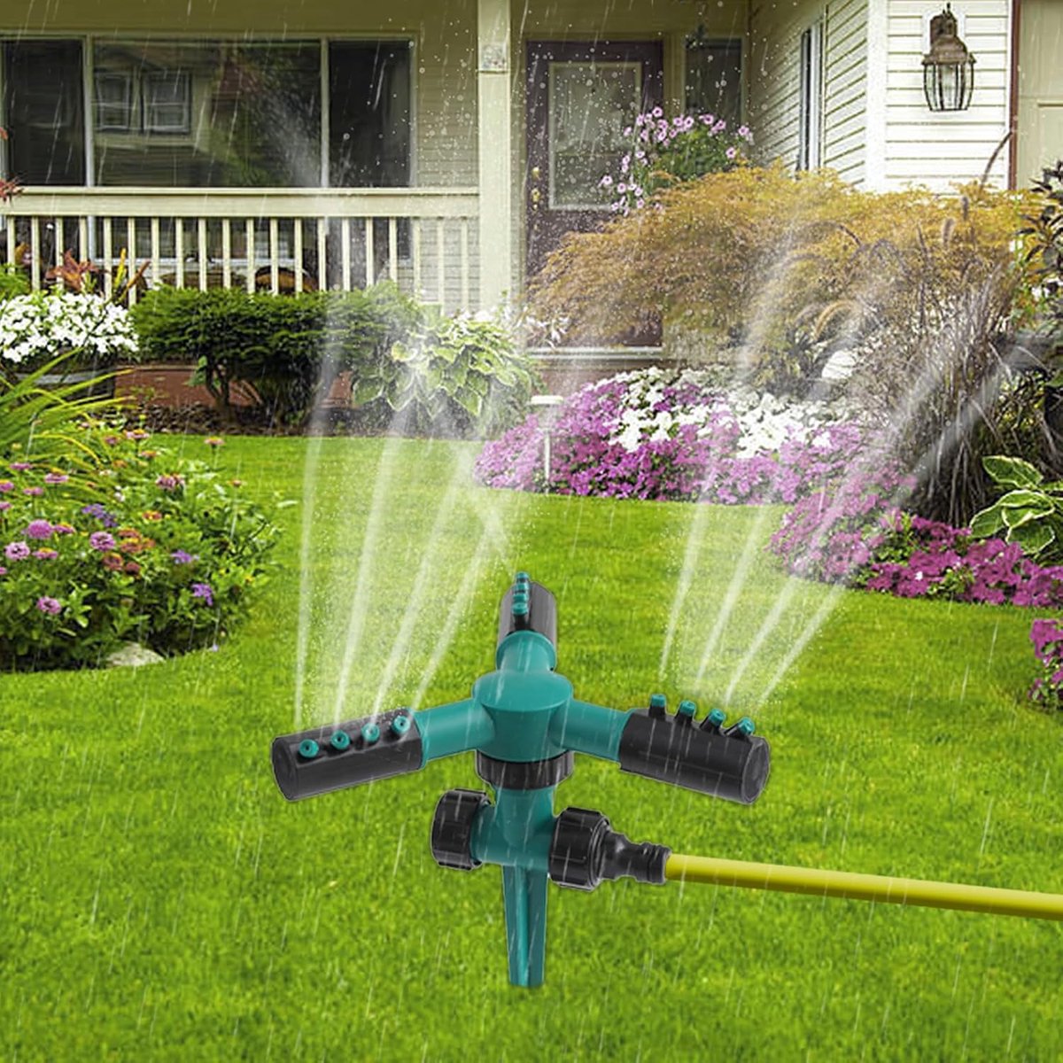 LISM-Tuinsproeiers en gazonwateraars bestrijken grote oppervlakken, zijn 360 graden draaibaar en verbeteren het tuinwatersysteem (groen).