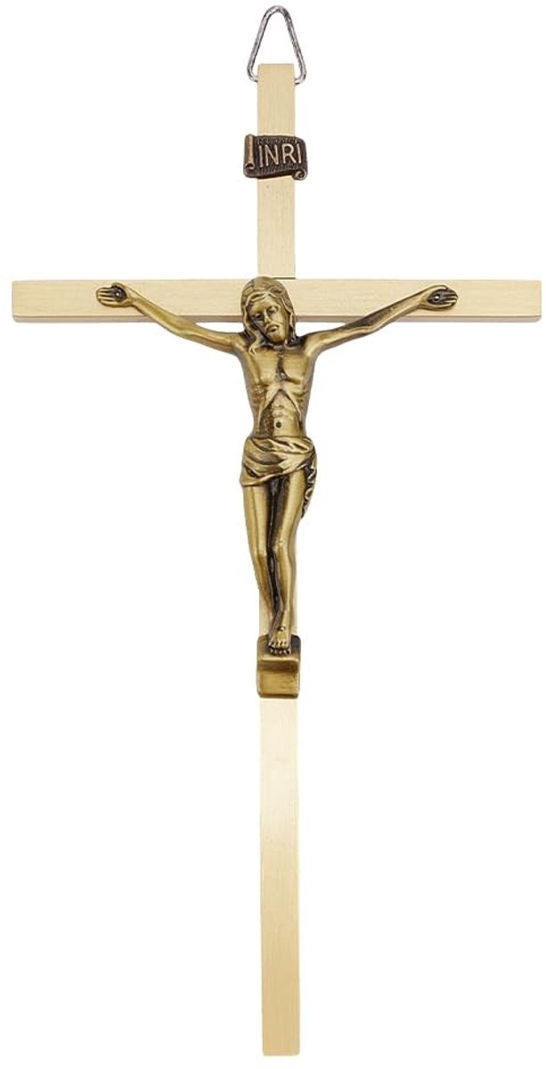 Dailygoods- Kruisbeeld Antiek Brons - Wanddecoratie - Katholieke Decoratie - Muur Ornament - 210 mm Lang - Duurzaam Materiaal