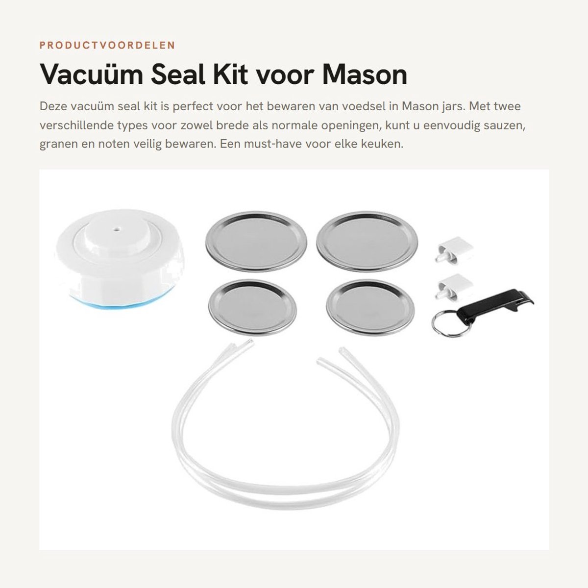 Dailygoods - Vacuüm Seal Kit voor Mason Jars met Slang