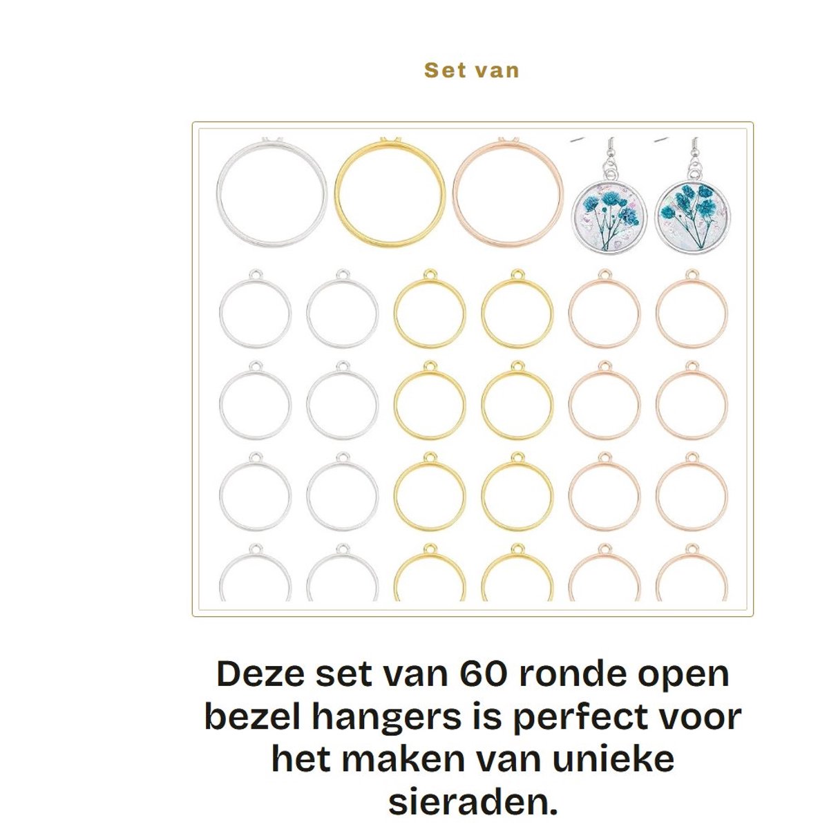 Dailygoods - Set van 60 Ronde Open Bezel Hangers voor Hars Sieraden