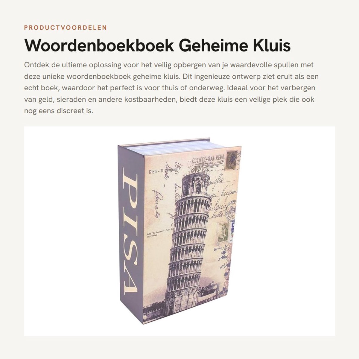 Dailygoods- Geldkluisje met Sleutel - Woordenboek Kluis - Verstopplek voor Geld/Sieraden - 18x11,5x5,5cm - Veiligheidsopslag - Nieuw - Verstopkluis