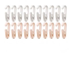 Haken – Set van 20 – 8 x 3 x 1,3 cm – Clip-haken – Veelzijdige organizer – Borgclip - Ideaal voor ophangoplossingen in keuken en badkamer – Geschikt voor kledingkasten, schoenenrekken, kapstokken, wasknijpers, enz.