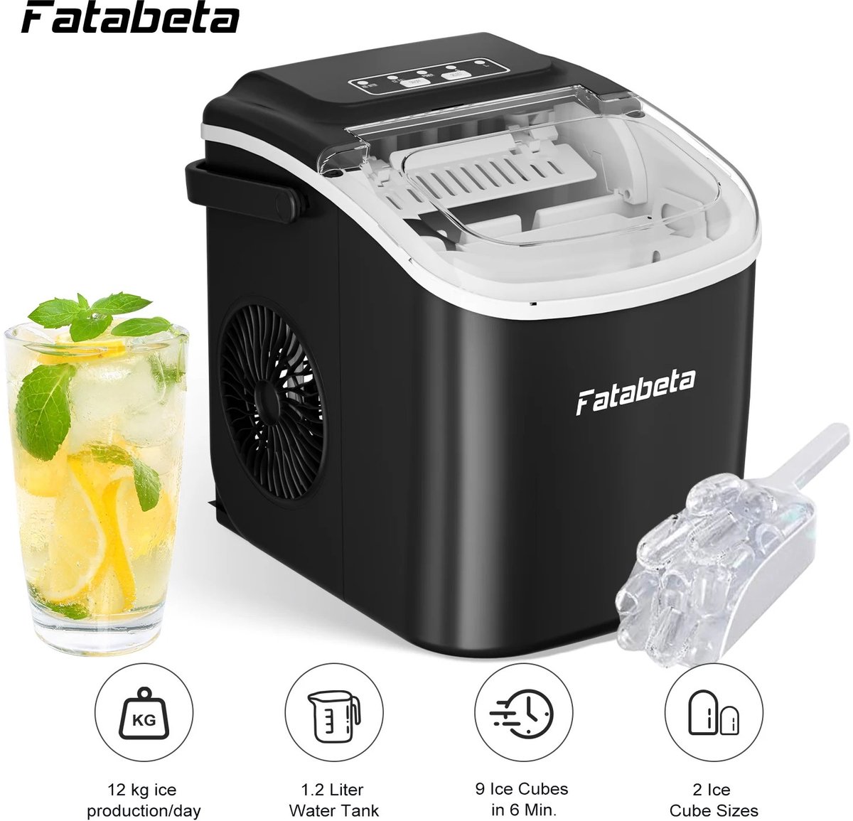 Bruinsma INEX IJsblokjesmachine - 1.2L - 12kg/24 uur - IJsblokjesmaker - ijsmachine - ijsblokjesvorm - laag geluidsniveau