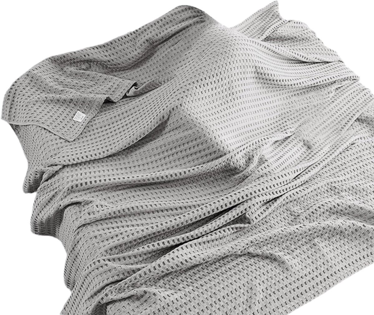 Wafels Dekbed - Sprei Katoen - Comfort Vergroten - Ademend Materiaal - 150x200cm - Grijs