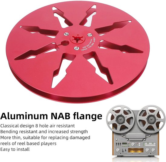 Lege Tapespoel - Aluminium Spoel - Geluidsopname - 8-Gaats Ontwerp - 7 inch - Rood — afbeelding 2