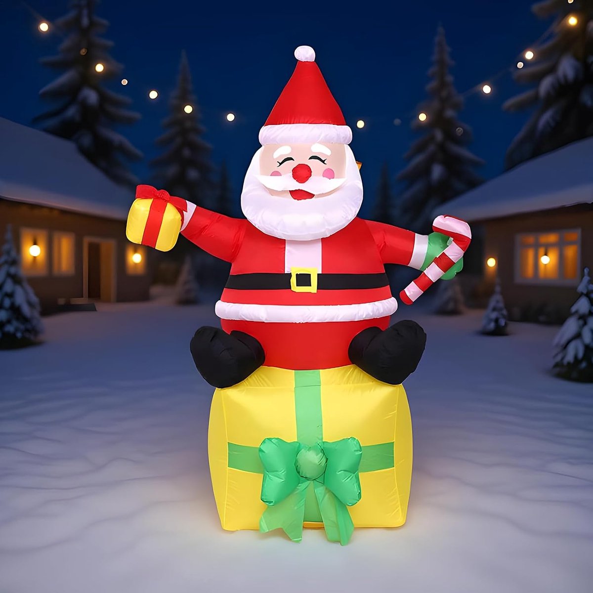 Opblaasbare Kerstfiguur - Feestelijke Decoratie - Tuin Verlichten - Waterproof LED - 180 cm - Multicolor – foto 4