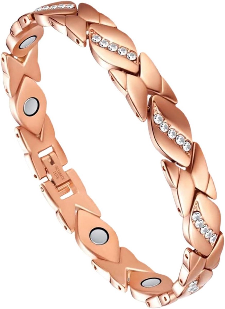 Magnetische Armband - Bangle Vrouwen - Mode Accessoire - Verstelbaar Kristal - 21 cm - Rosé Goud