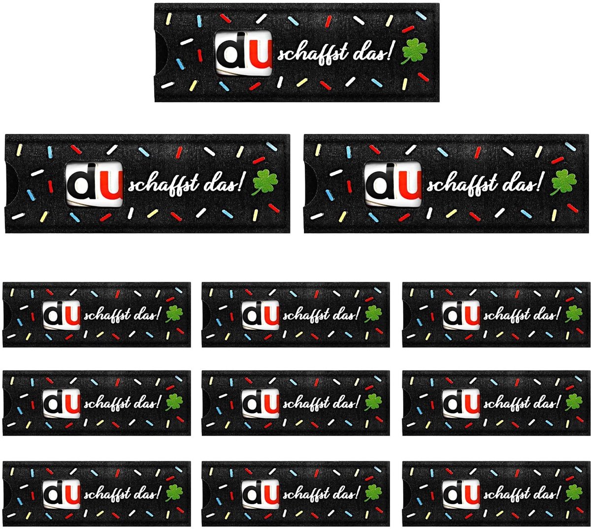 Dailygoods - Vilten cadeautas - Geschenkdozen set - 12 stuks - Du schaffst das - Perfect voor cadeaus - Ideaal voor feesten