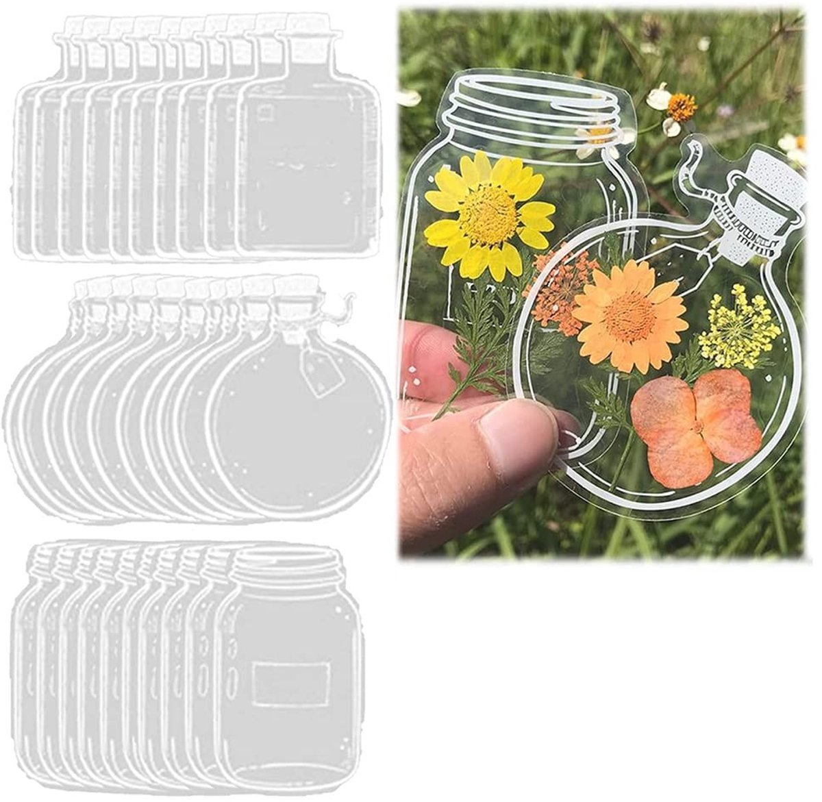 Dailygoods - 30 Transparante Boekenleggers met Gedroogde Bloemen - DIY Bloemen Bladwijzers