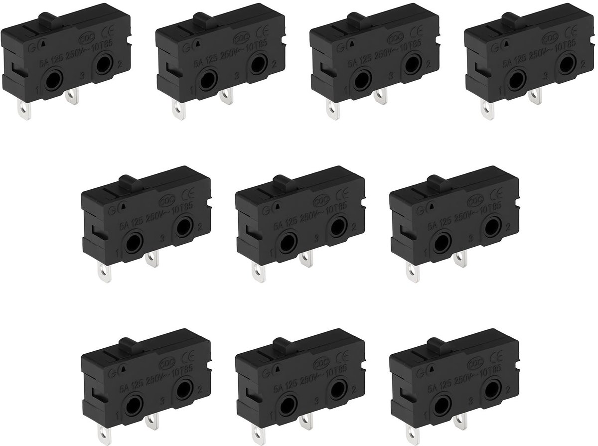 Dailygoods - 10 Stuks Microschakelaar zonder Hendel voor Elektronica