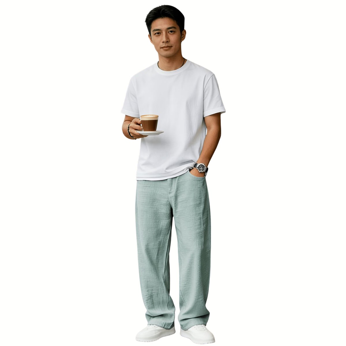 Currero Linnen Broek Heren Zomerbroek Volwassenen Lange Broek Pantalon Strandbroek Zomer Ibiza Stijl Lichtgroen