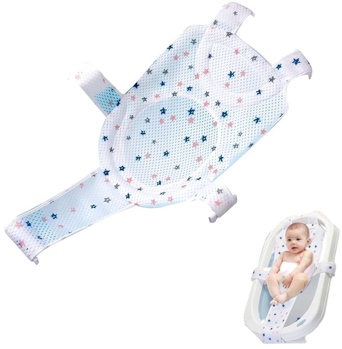 Dailygoods- Babybadinzetstuk Verstelbaar - Badzitje Baby - Badaccessoires - Veiligheidsbadzitje - Ademend Netweefsel - Comfortabele Ondersteuning