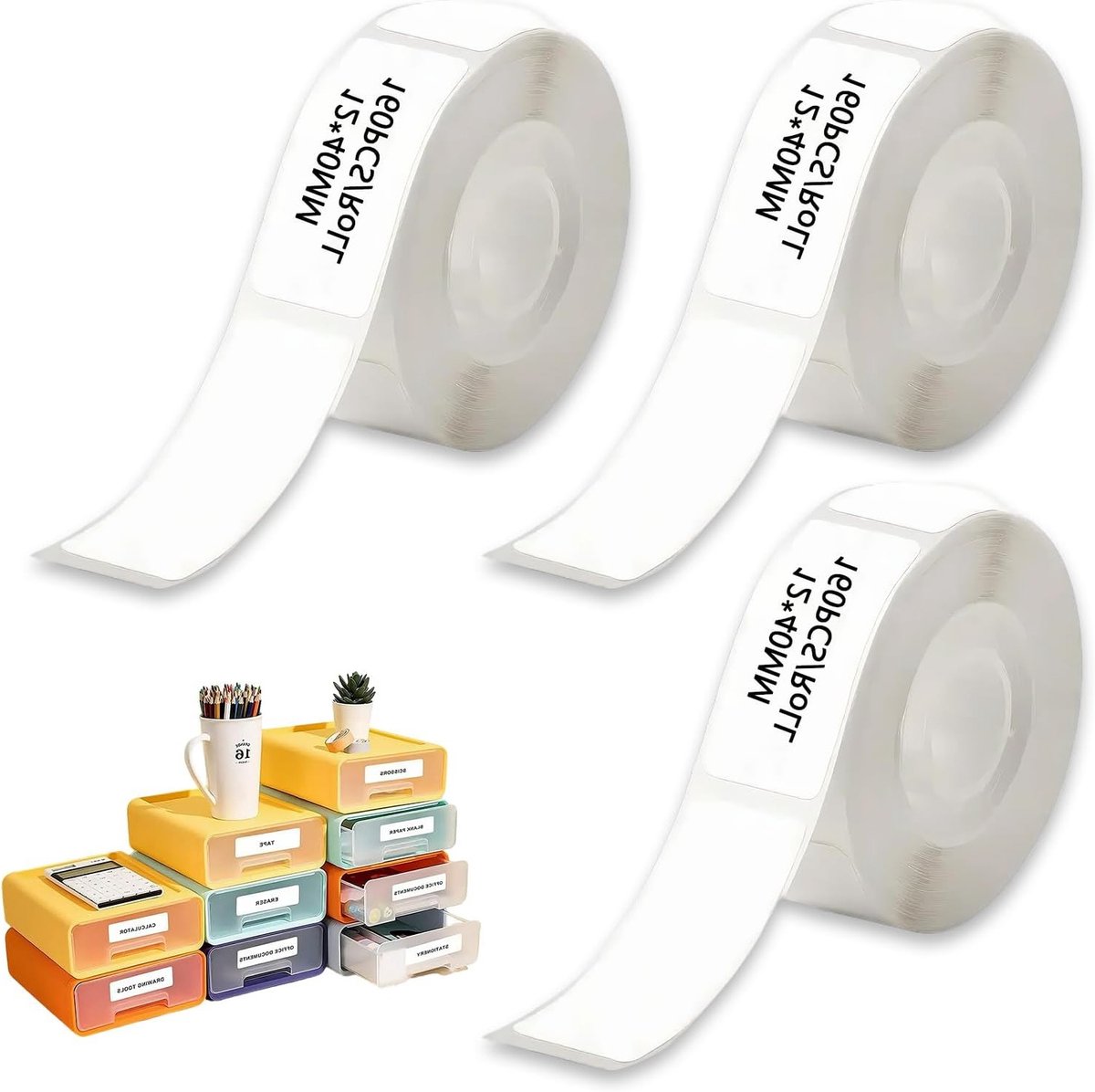 3 Rollen Thermische Labels 12x40mm voor Thuis, Kantoor en School - Geschikt voor D30/D32/D35/Q30/Q30S/Q31, 160 Labels per Rol, Ideaal voor Organisatie en Labeling
