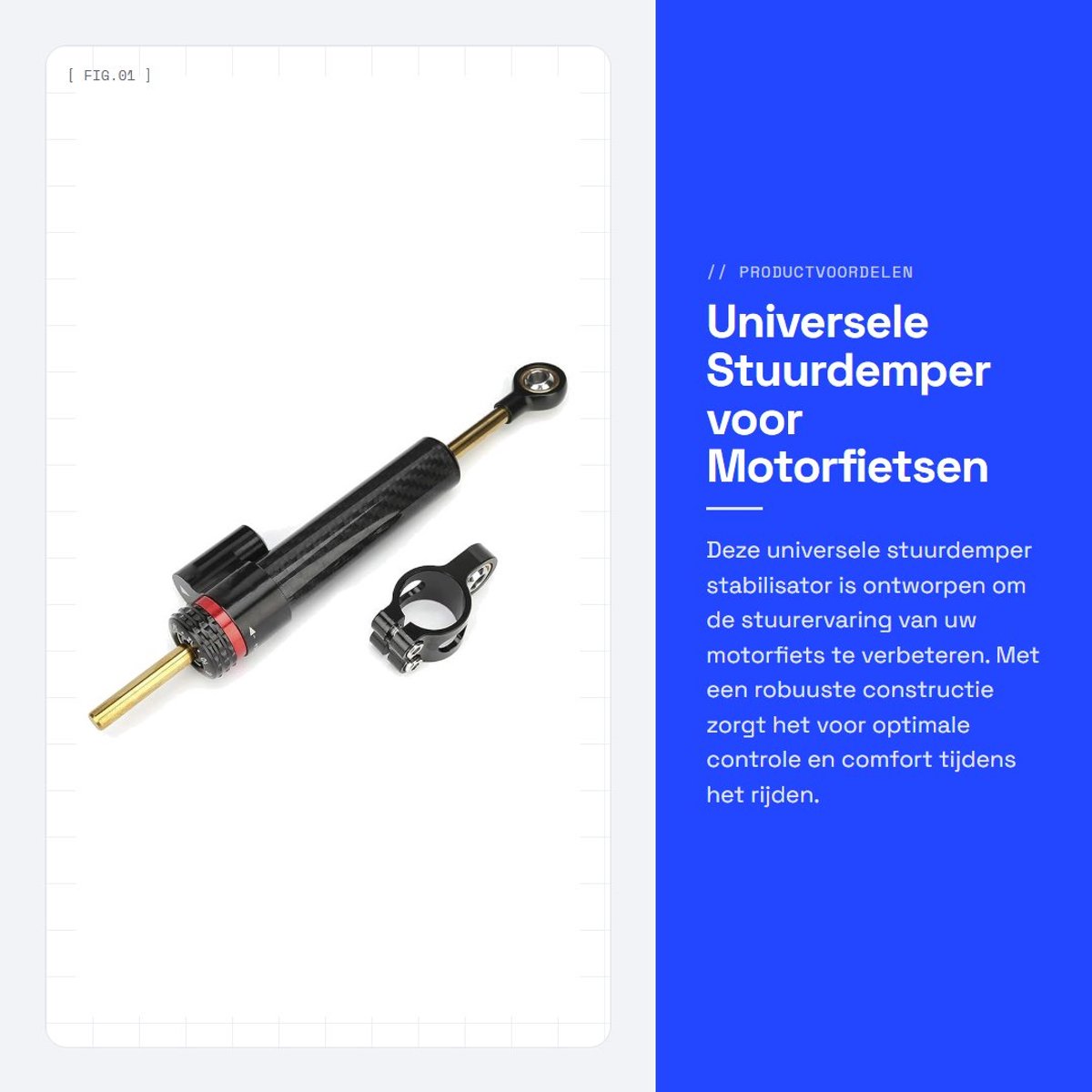 Dailygoods- Stabilisator Universeel - Stuurdemper - Motorfiets - Koolstofvezel - Schokabsorber - Lichtgewicht Aluminiumlegering