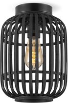 Home Sweet Home - Boheemse stijl Plafondlamp - Bamboe Lampenkap - Cilinder - Zwart - Ø21,5 x 30 cm - E27 fitting - Ontworpen voor gebruik in