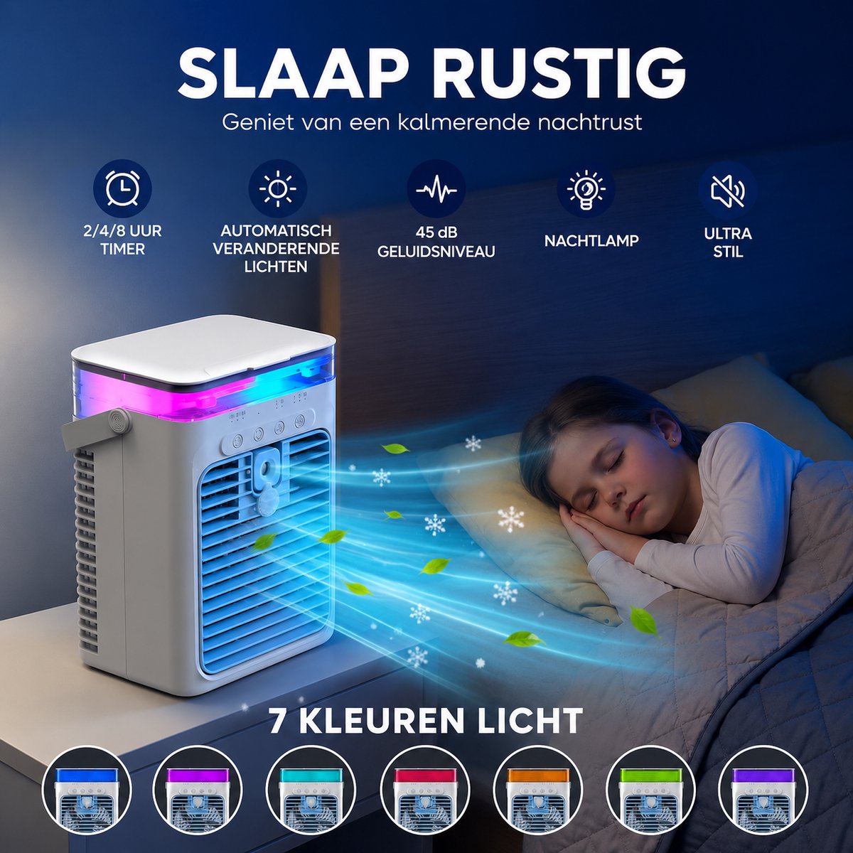 Draagbare Luchtkoeler 3-in-1 met 1L Watertank - Persoonlijke Aircooler USB Wit — afbeelding 7