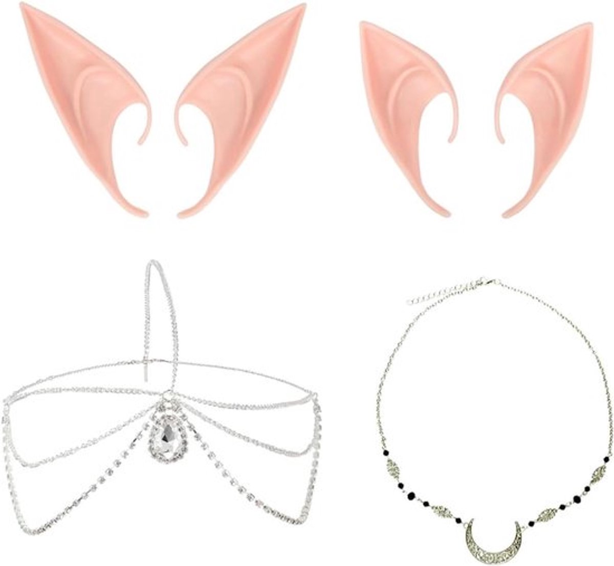 Elf Ears retro maan hoofdketting + kristallen - Allecto Plus