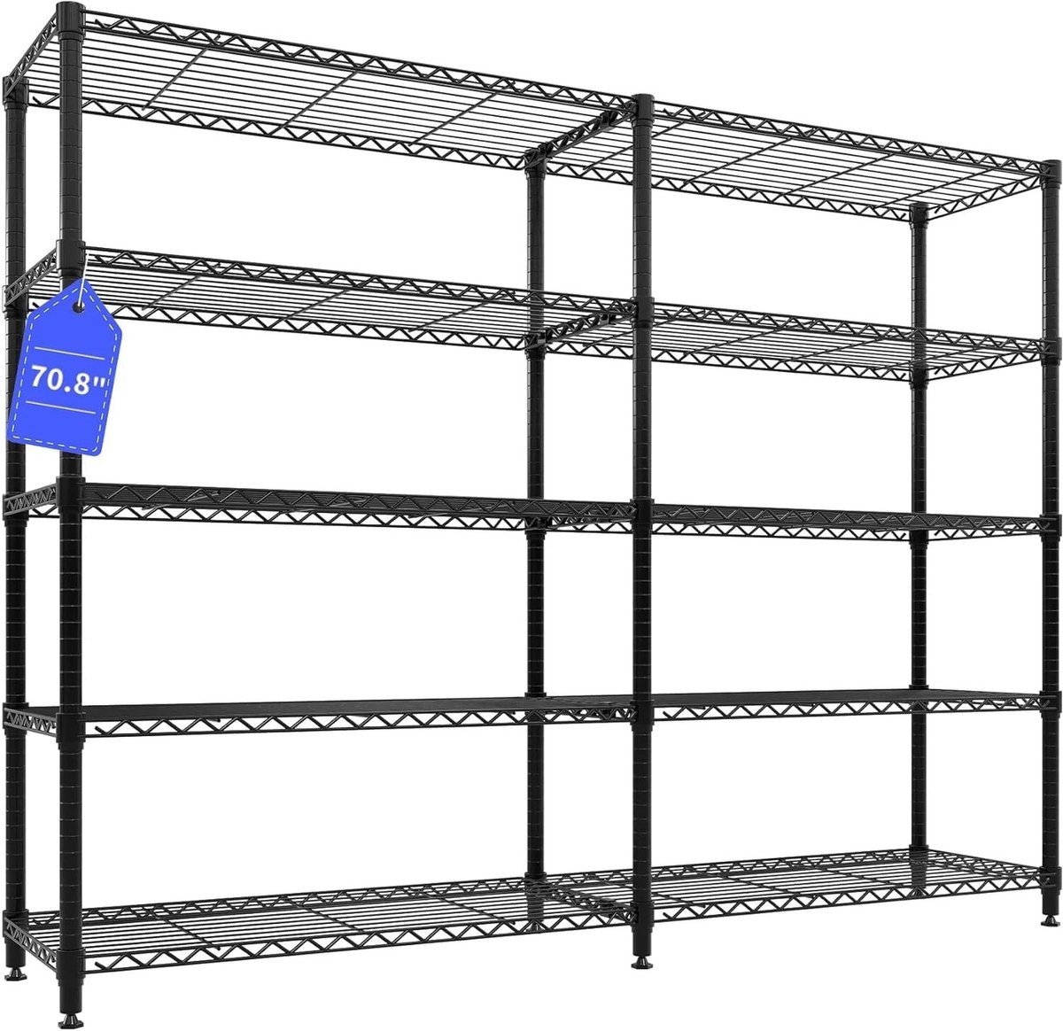 Noventra stellingkast-stellingkast metaal-opbergrek-opbergrek metaal-stellingkasten-5 lagen-tot max 600 KG-180x40x180 cm-staal-zwart