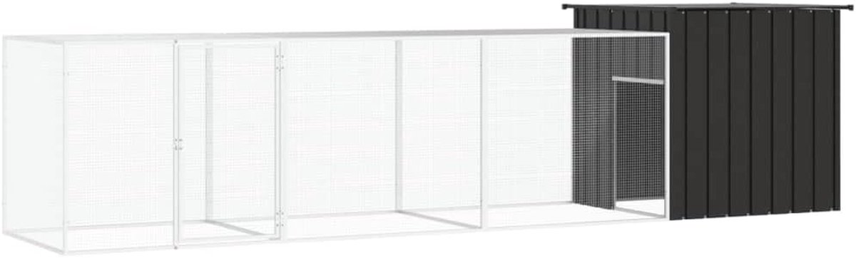 Kippenkooi - Kippenhok Volière - Dierenverblijf - Verzinkt Staal - 400 x 91 x 100 cm - antraciet
