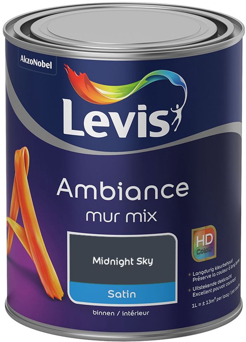 Levis - Ambiance Mur Satin Mix - Midnight Sky - Mengverf - 1 L