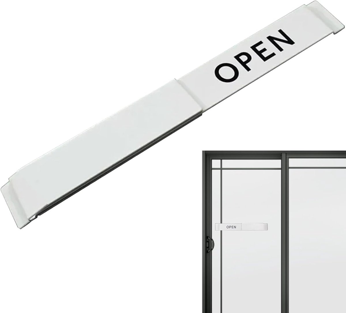 Deurbordje Open Gesloten - Winkelbordje Hangen - Klantcommunicatie - Schuifmechanisme - 40 x 5 cm - Wit
