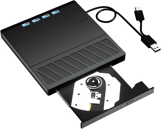 Externe Schijf Drives - Dvd Brander Lezer - Data Overzetten - 7 Poorten Hub - 14.2 cm - Zwart — afbeelding 5