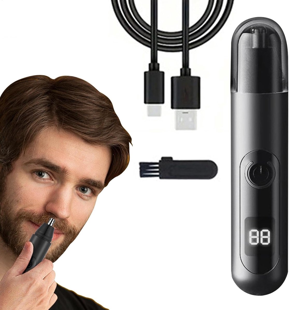 Neushaartrimmer Heren - Elektrische Tondeuse - Netheid en Hygiëne - USB Oplaadbaar - 13 x 2 cm - Zwart