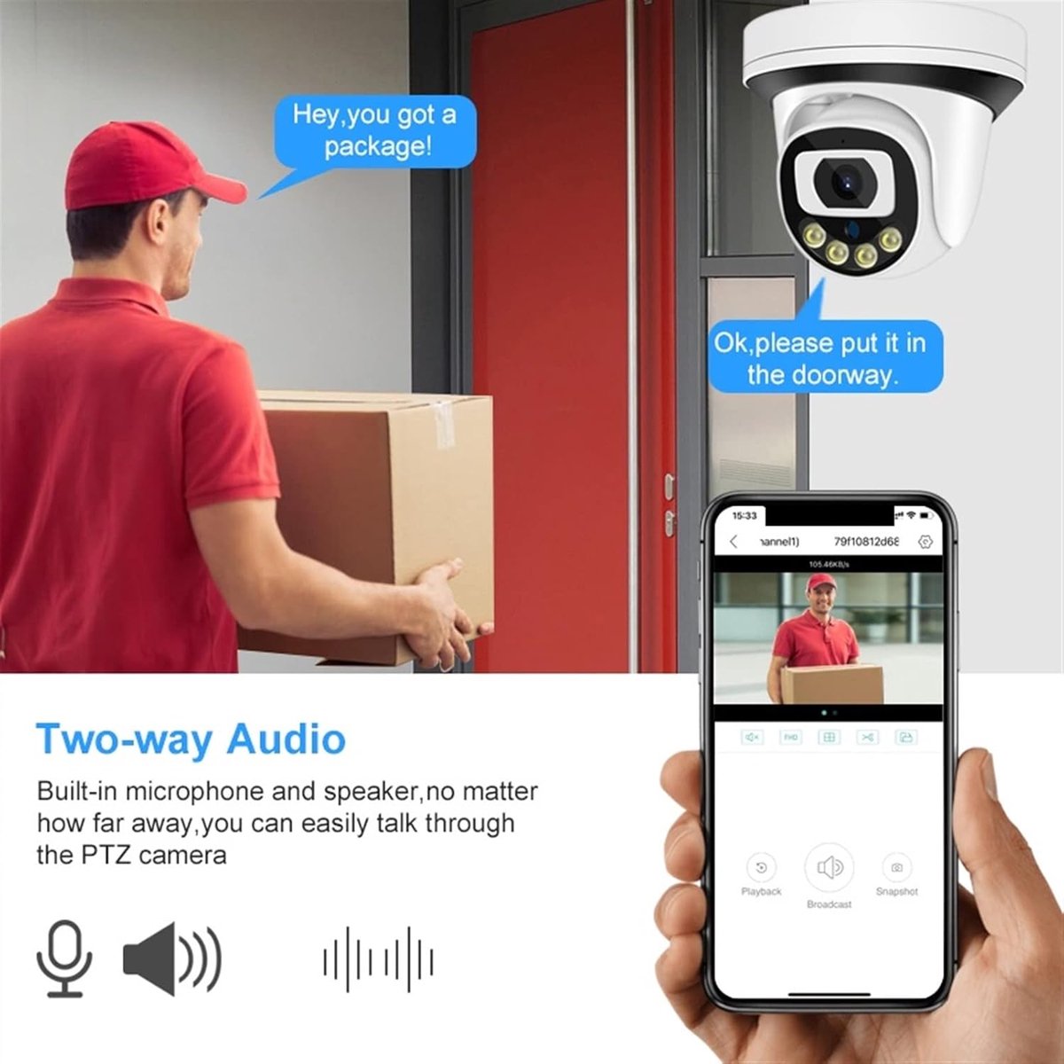 Dome Beveiligingscamera - IP Camera Dome Camera - Huis Beveiligen - AI Gezichtsdetectie - 8MP 4K Resolutie - Wit