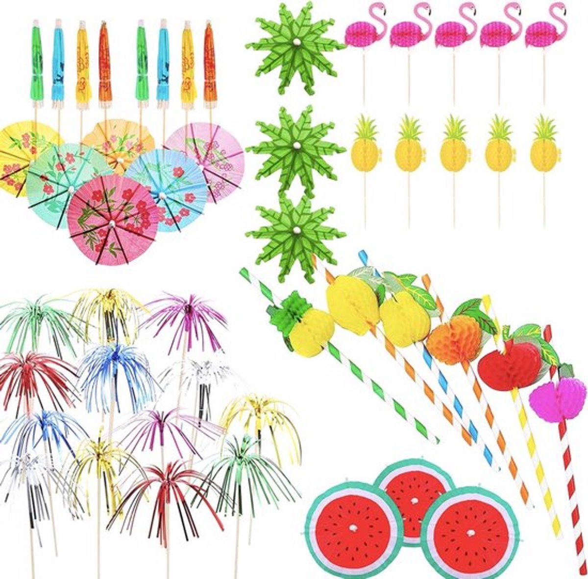 Tropische Fruitsticks Met Meerkleurige Cocktail Picks
