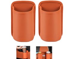 2 stuks - Opbergbox voor autodeur - Bekerhouder voor in de auto - Opbergtas voor drankjes aan de zijkant - Universele bekerhouder voor in de auto -Met clip aan de achterkant - 15,5*10,5 cm - Oranje - Geschikt voor auto's, minibusjes, exportmodellen