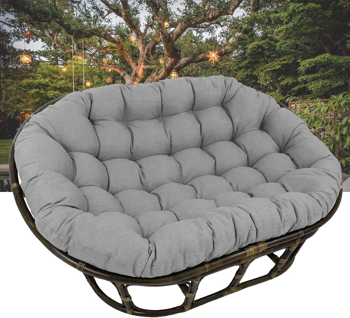 Stoelkussen met banden - Tuinkussen Bankkussen - Comfortabel Zitten - Overvolle Constructie - 165 x 115 cm - Grijs