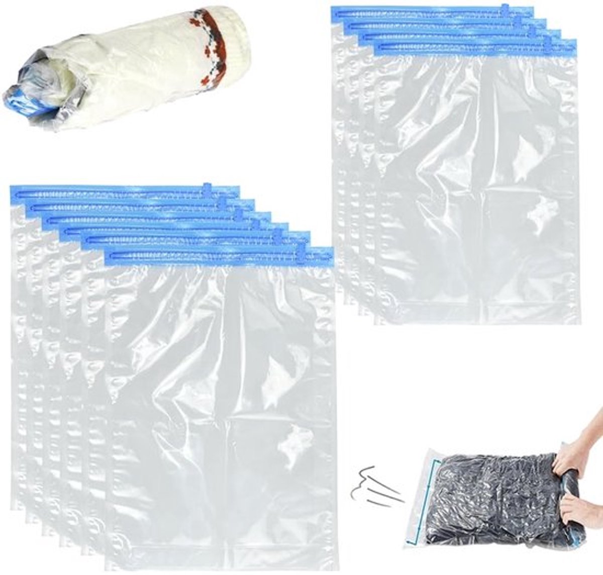 Allecto - Handgerolde compressiezak - Vacuümzakken voor maximale opbergruimte - 10