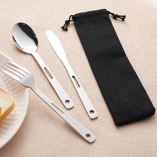 Reisbestekset RVS - Kampeergerei Serviesgoed - Picknick en Kamperen - Sterke Duurzaamheid - Niet gespecificeerd - Enkel attribuut — afbeelding 4