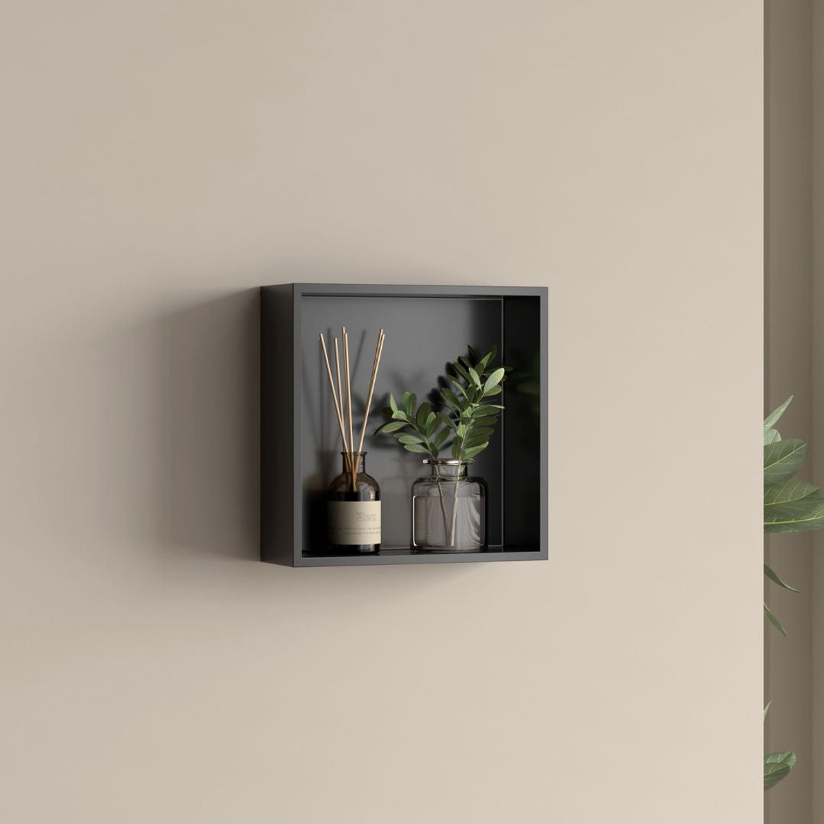 Badkamer opbouwnis 30x30x8cm Sanitado Flack Logy in mat zwart