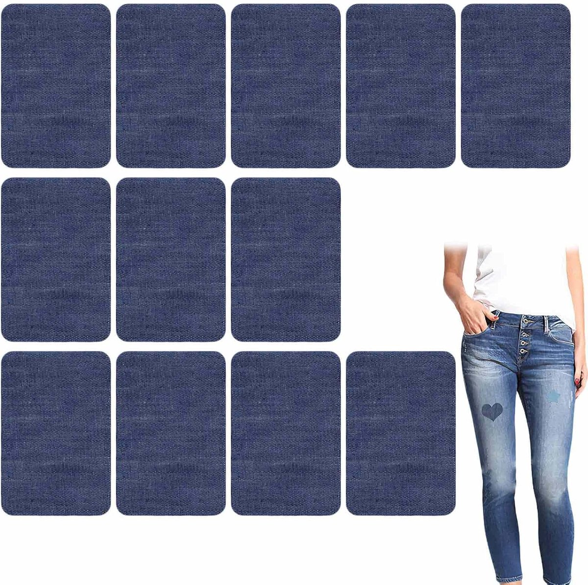 Strijkpatches Kledingreparatie - Opstrijkbare Lapjes - Kleding Herstellen - Hittegevoelige Achterkant - 20 Stuks - Zwart Grijs