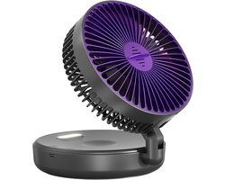 LISM - Opvouwbare mini-ventilator met nachtlampje, ultrastille oplaadbare bureauventilator, 4800 mAh, draagbare ventilator met 5 snelheden en nachtlampje, Geschikt voor slaapkamer, thuis of op kantoor (zwart)