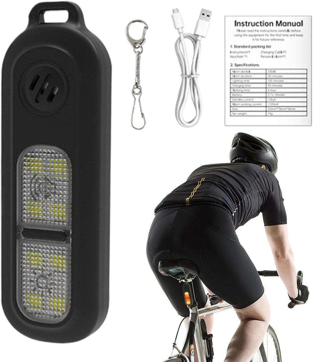 Persoonlijk Veiligheidsalarm - Alarm Sleutelhanger - Noodsituaties Melden - 130dB Sirene Stroboscooplicht - 8.5 x 6 x 2 cm - Zwart