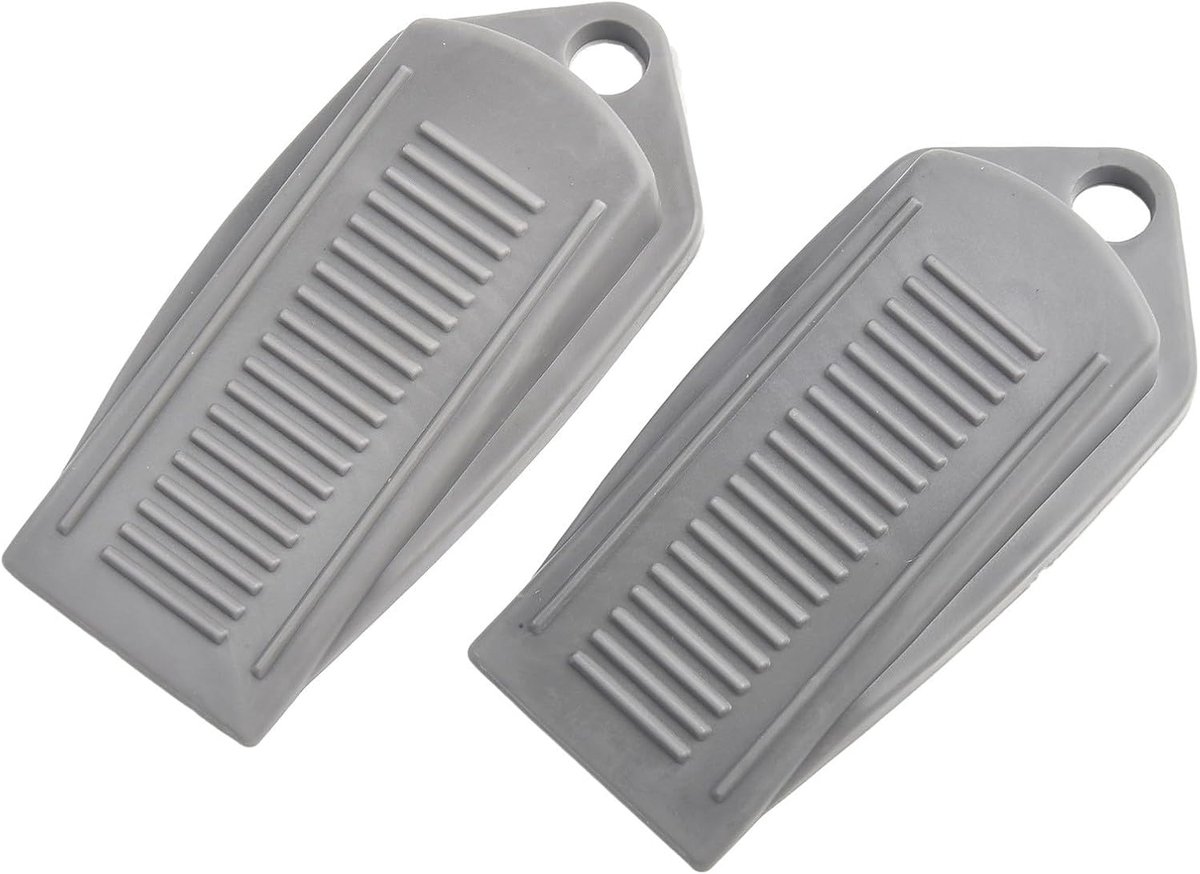 Deurstopper Set - Wiggen Blokkers - Deuren Open Houden - Antislip Rubber - 3 Stuks - Grijs