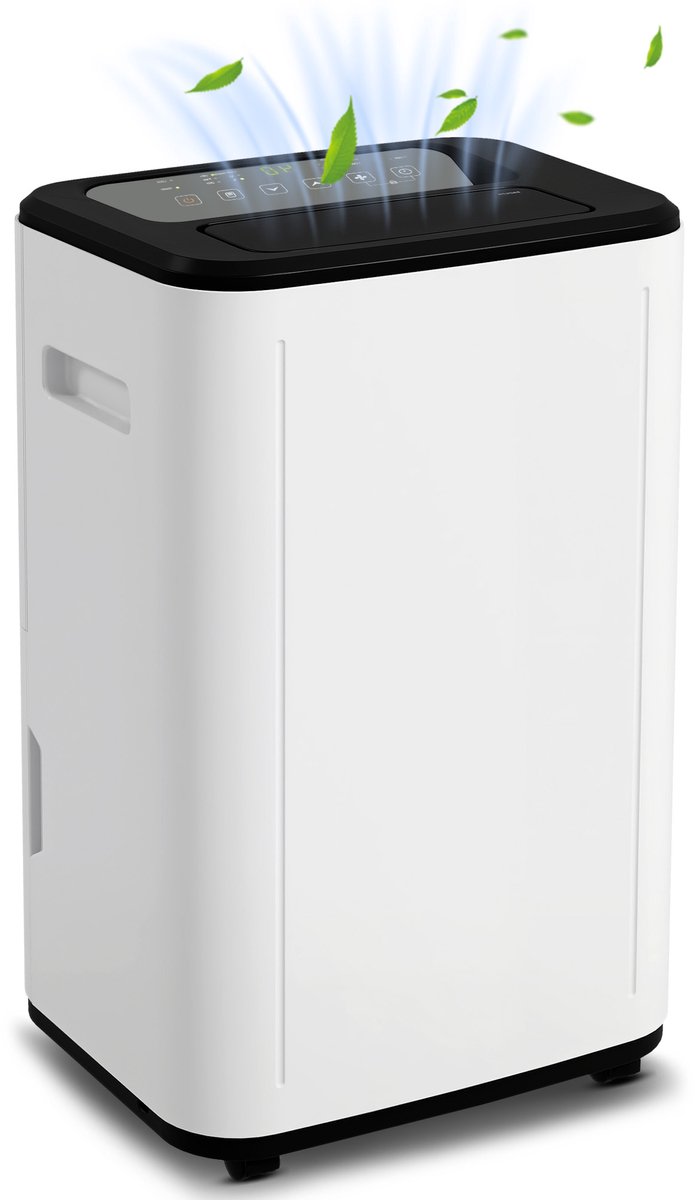 TEKROA® Elektrische Luchtontvochtiger - 20L/dag - 6L Waterreservoir - 3 Standen - 24u Timer - Vochtvreter voor 20-40 m² - Wit
