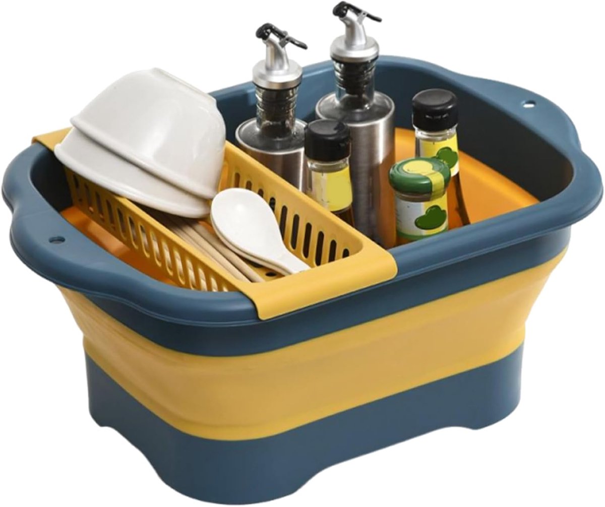 Schoonmaak Emmer - Draagbaar Wasbakje - Huishoudelijk Gebruik - Met Drainplug - 426L x 32B cm - Enkel Kenmerk
