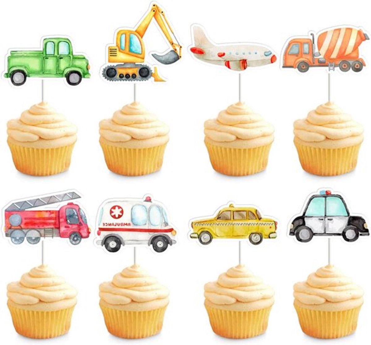 Cupcake toppers transport set 32 stukken Allecto Plus