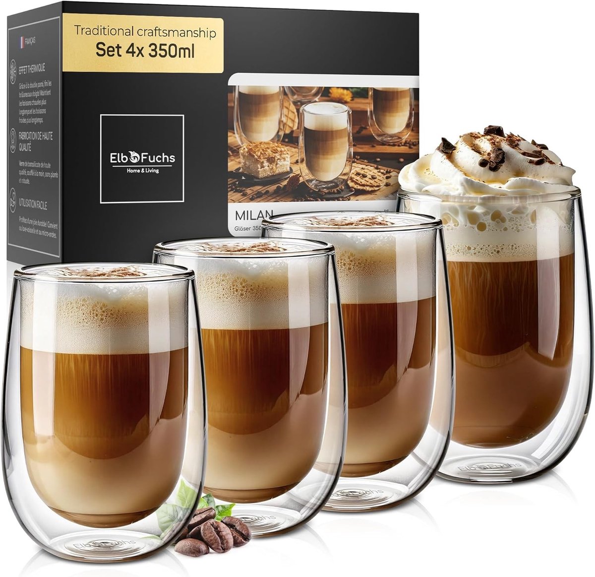 Latte Macchiato Glas Set - Dubbelwandig Thermoglas - Vaatwasmachinebestendig - Geschikt voor Magnetron en Koelkast - Voor Koffie- en Theeliefhebbers