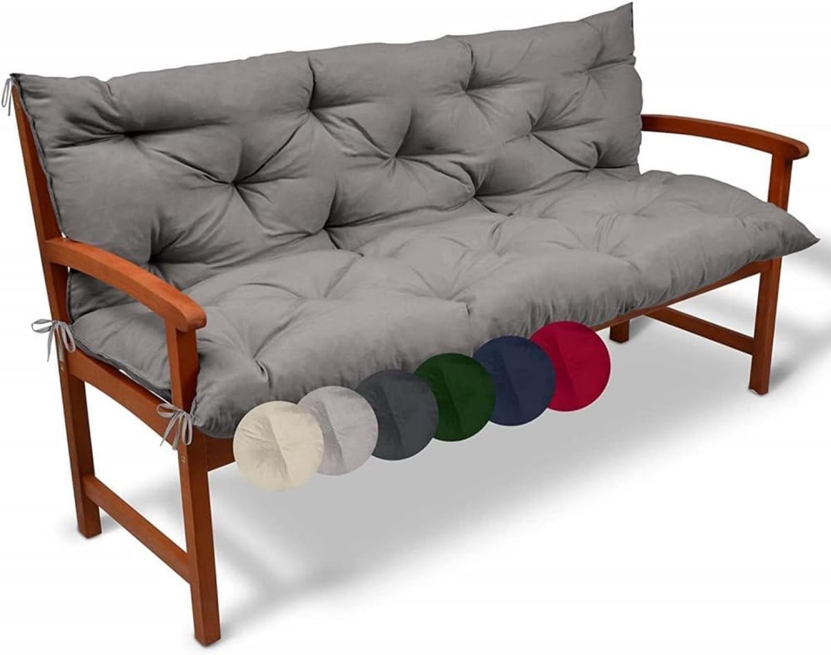 Bankkussen met Rugleuning - Schommelkussen Terras - Comfortabel Zitten - Waterdicht Polyester - 180x50x50 cm - Grijs