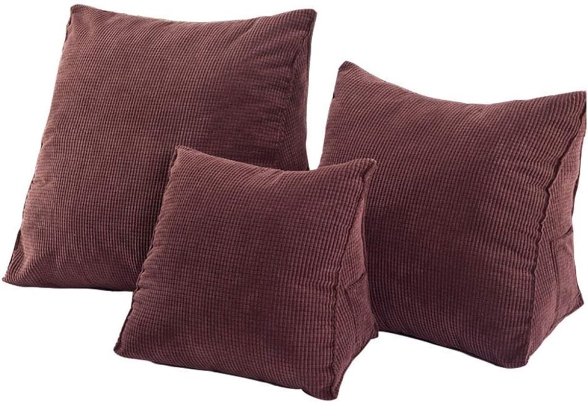 Leeskussen Rugsteun - Wigkussen Bank - Ontspannen Lezen - 360 Graden Ondersteuning - 47x40x25 cm - Bruin Corduroy