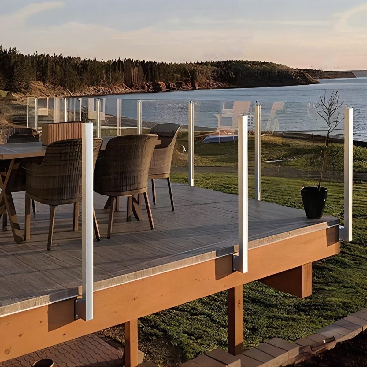 Glazen Balustrade Systeem - Glazenhek Paal - Terras Afscheiding - Zijmontage Ontwerp - 10mm Glas Dikte - Zilver