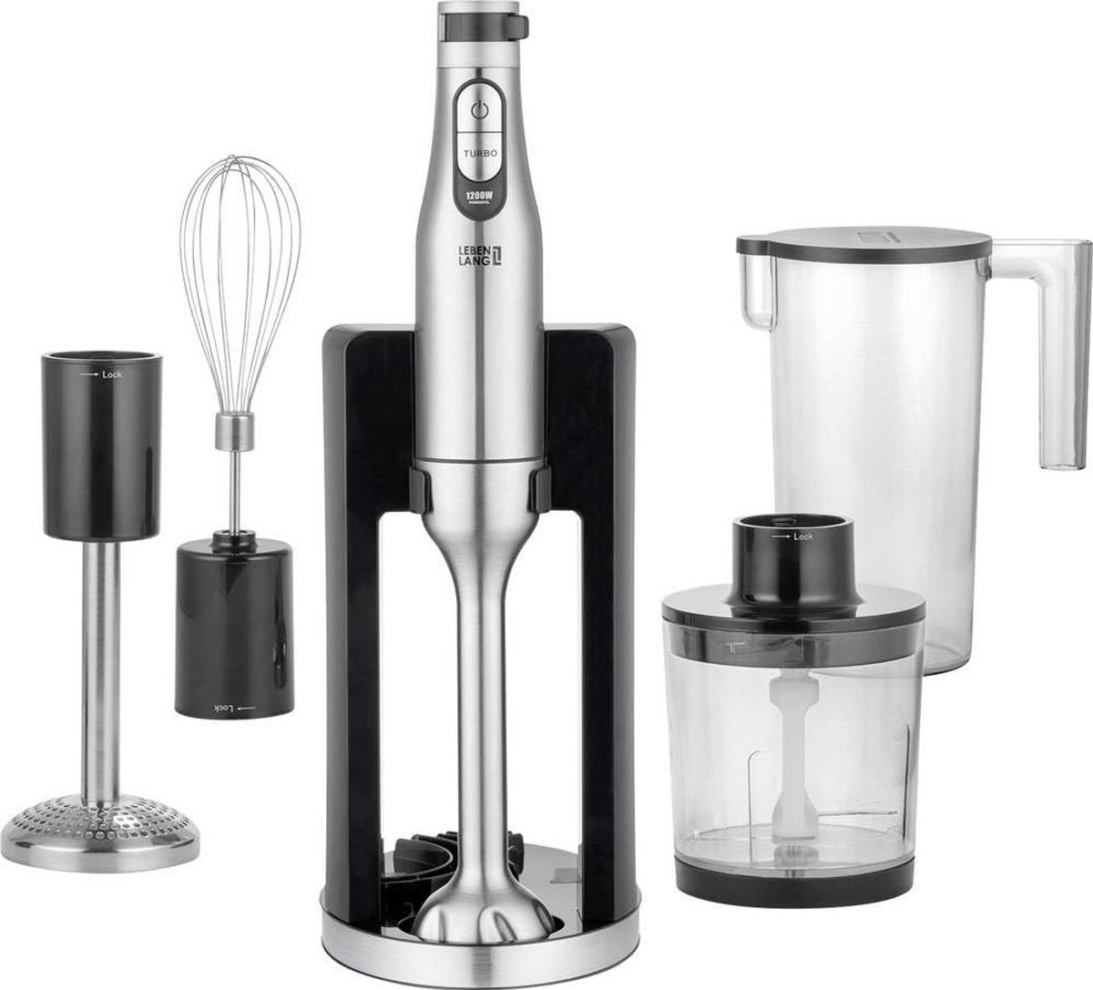 Premium Staafmixerset - Roestvrij Staal - 1200 Watt - 5 Accessoires - Voor Keukengebruik