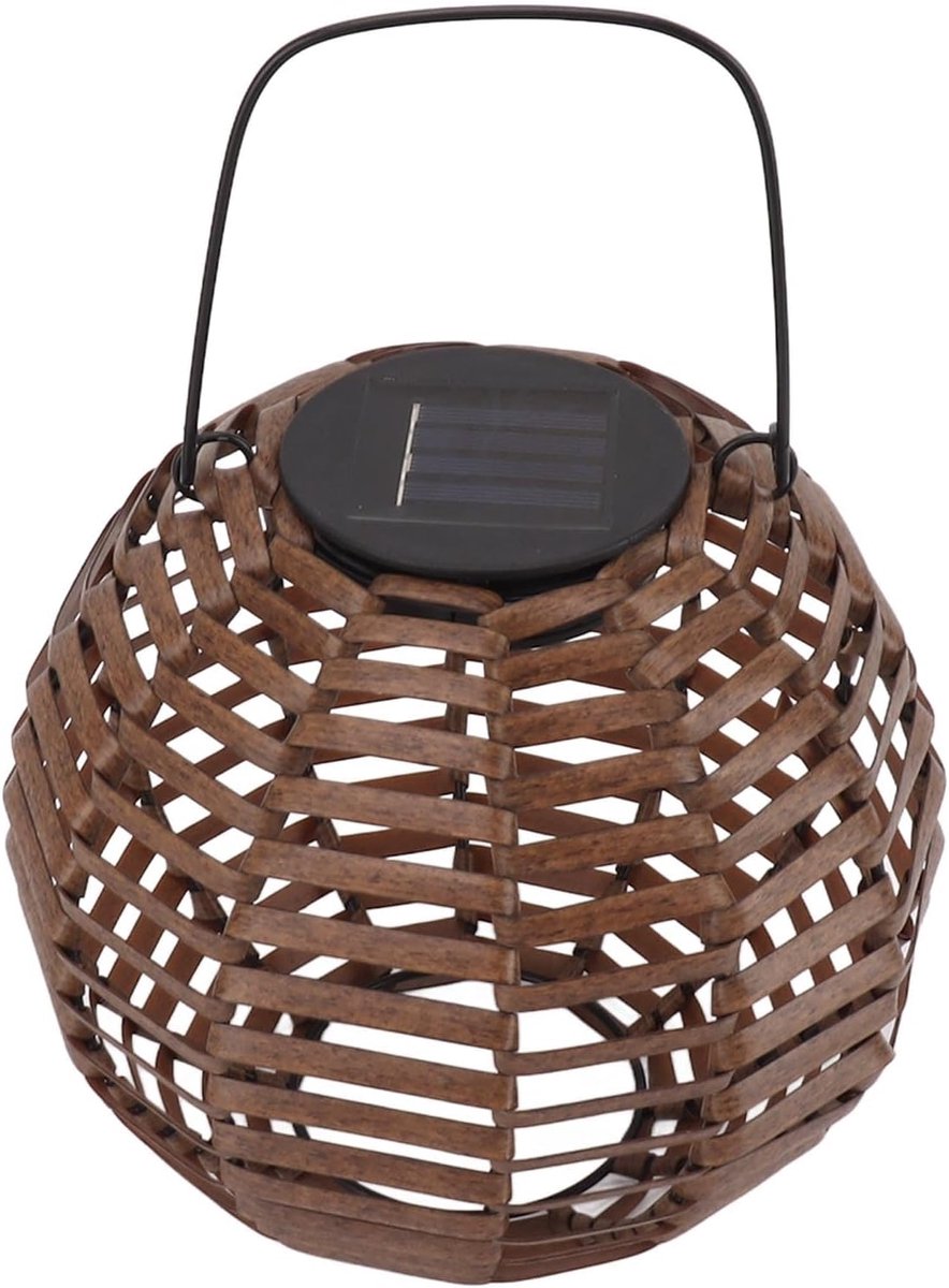 Rotan Zonne Lantaarn - Hanglamp Buiten - Tuin Verlichten - Regelbare Helderheid - 20 x 18.5 cm - default