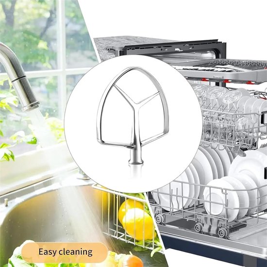Platte Klopper - Mixer Accessoire - Bakken Maken - Maximaliseert Ingrediënt Contact - 7 Quart - Zilver — afbeelding 2