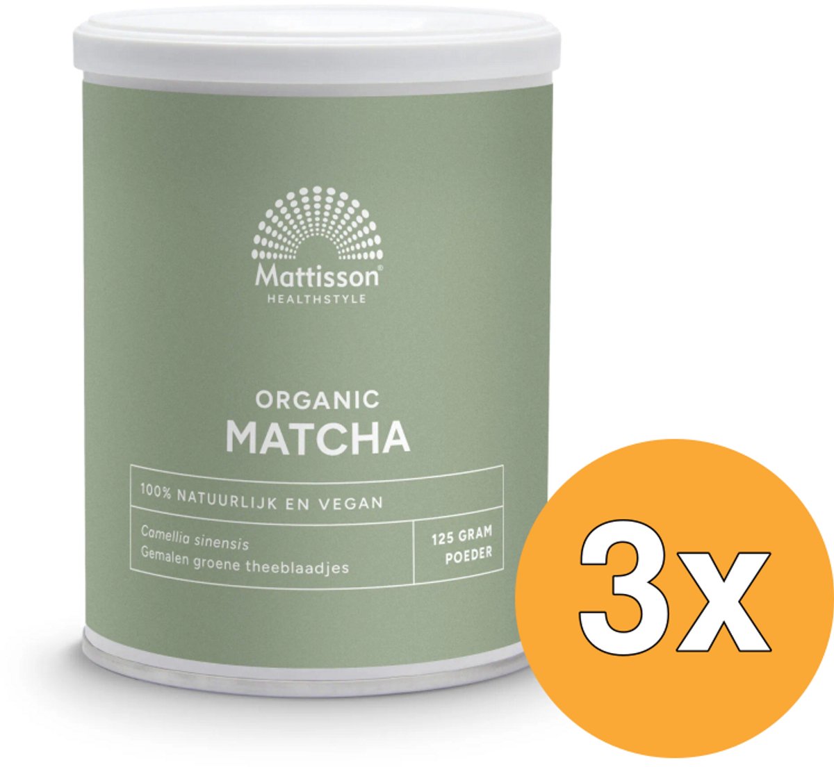 3x Mattisson Matcha Powder Poedergreen Tea Bio (125 gr)